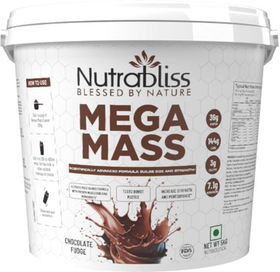 Nutrabliss Mega Mass Gainer High Calorie Weight Gain Supplement for Muscle Size, Strength Weight Gainers/Mass Gainers(5 kg, Chocolate)