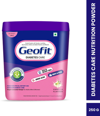 GEOFIT Diabetes Care Protein Powder Vanilla Flavour | Supports Gut Health & Digestion Protein Blends(250 g, Vanilla)