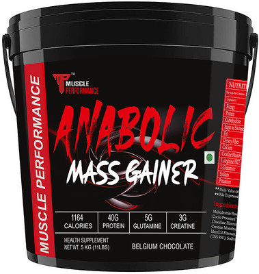 Muscle Performance Anabolic Mass Gainer With 40g Protein, Added Vitamins, Probiotics, Enzymes Weight Gainers/Mass Gainers(5 kg, Belgium Chocolate)