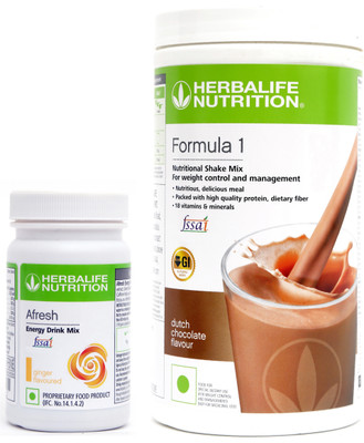 HERBALIFE FORMULA 1 CHOCOLATE 500g WITH AFRESH GINGER 50G SET OF 2PCS Plant-Based Protein(500 g, 50 g, F1- CHOCOLATE, AF- GINGER)
