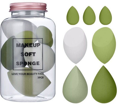 House Of Huda 7 Pcs Set with jar Storage Box Foundation Powder Sponge
