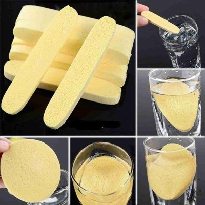 WB Facial Cleaning Wash Puff Sponge 12 Stick Face Cleansing Pad Soft,Yellow