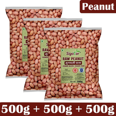 Sigotar Raw Peanut (Whole) (whole raw peanuts pack of 3 (500g x 3)(500 g)