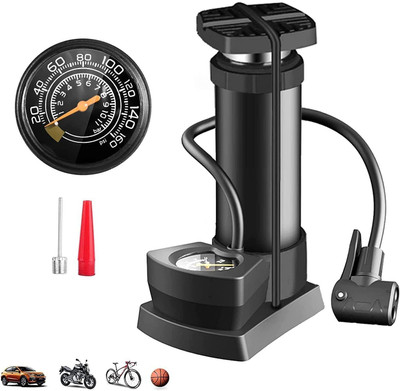 BEMALL Portable High Pressure Foot Air Pump Compressor for Bike Air Pump Bicycle, Motorcycle Pump(Black)