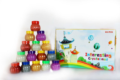 Crystal zone Set of 24 Pcs Watermelon Metallic Clay Soft Slime Multicolor Putty Toy