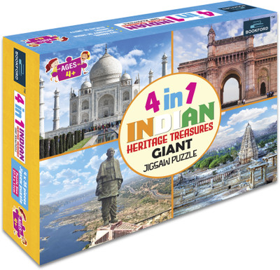 BOOKFORD 4 In 1 Indian Heritage Tresures Jigsaw Puzzle Game & Fun and Learning(140 Pieces)