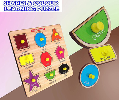 FORSIKHA Montessori Shape&Color Geometry Pegged Puzzle Multi Shape Sorter Educational Toy(1 Pieces)