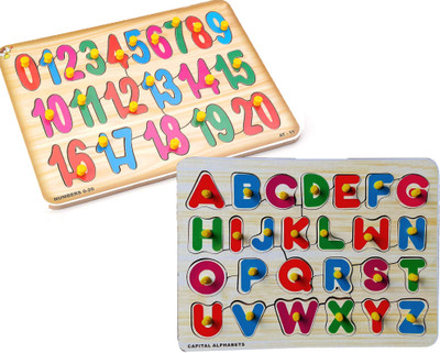 PopPlop Packof2 Combo ABC Alphabets and 0to20 Letters Puzzle Educational Learning Board(2 Pieces)