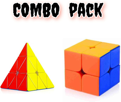 Naren (PACK OF 2) Pyramid & 2X2 Speed Cube For Kids.(Pyramid CUBE:10cm & 2X2 Cube:5cm)(2 Pieces)