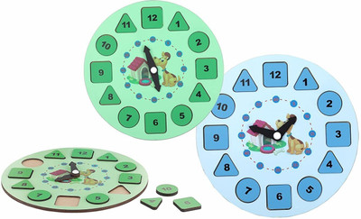 Aditi Toys Wooden Learning Clock for Kids, Educational Pre-School Toy, Teach Clock Time(1 Pieces)