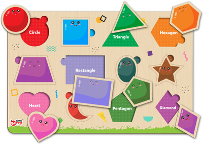 Little Berry Wooden Educational Learning Shapes Puzzle Board Game for Kids - Learning Toy(12 Pieces)