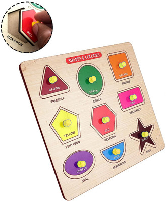 FORSIKHA Wooden Educational Multi Shape Color Puzzle Geometric Recognition Board Toys(1 Pieces)