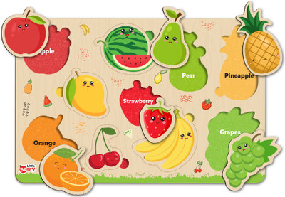 Little Berry Wooden Educational Learning Fruits Puzzle Board Game for Kids - Learning Toy(10 Pieces)