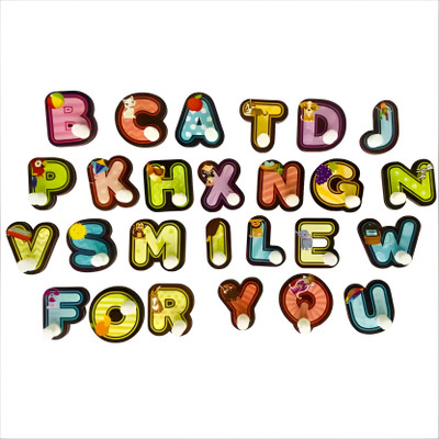 GAMLOID Wooden Educational learning A To Z English Alphabets Board(27 Pieces)
