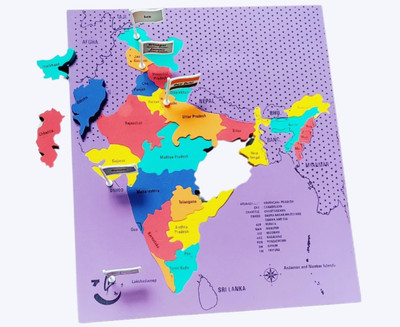 Kidzblend India Map Puzzle with State Capitals - Educational & Learning Aid For Kids(25 Pieces)