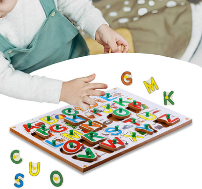 GAMLOID Birthday Return Gift ABC Puzzle Wooden Learning Jigsaw Alphabet Educational Toys(27 Pieces)