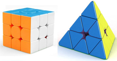 EMINENCE ENTERPRISES Rubix Speed Cube 3x3 and Pyramid Cube Stickerless Smooth Turning Cube Toys(2 Pieces)