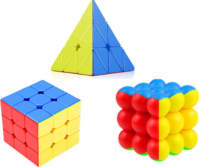 EMINENCE ENTERPRISES Cube Combo of 3x3, Ball Bubble & Pyramid Triangle Cubes(3 Pieces)
