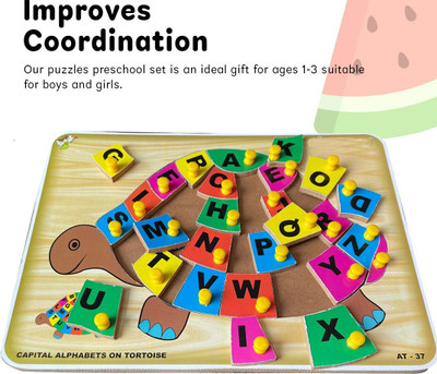 ARVANA Educational Learning toy Board Alphabet Matching Block Puzzles Building Cubes(Beige, Multicolor)