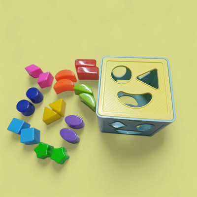 BHVMEY Colorful Learning Cube with Sorting Shapes(1 Pieces)