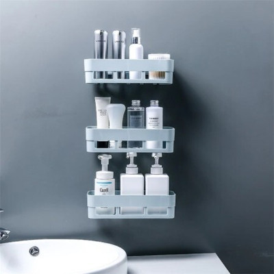 Attilio 3 PCS Plastic Home Kitchen Bathroom Accessories Shelf (pack of 3) Plastic Wall Shelf(Number of Shelves - 3, White)