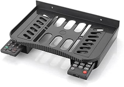 Texxus Wall Mounted Set Top Box Stand WiFi Router Stand Plastic with 2 Remote Holder (Black) Plastic Wall Shelf(Number of Shelves - 1, Black)