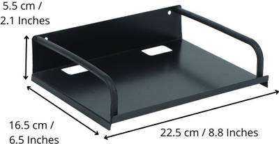 Digiway Dish Tv Stand || Wall Mount Metal Set Top Box Stand Wall Mount Shelf, DVD DTH Wall Holder, Wi-Fi Router Speakers Wall Shelf (Size: 22.5x16.5x5.5 cm_Black) Iron Wall Shelf