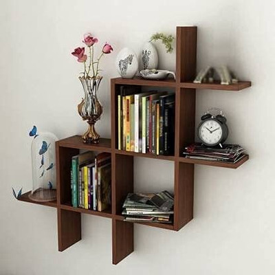 woodinzo Wooden Wall Shelve Mounted Shelves Home decore / V Shelf / Hanging Rack MDF (Medium Density Fiber) Wall Shelf(Number of Shelves - 3, Brown)