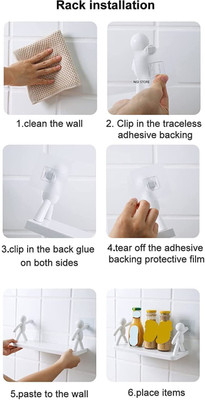 Manav PACK OF 2 Multipurpose Wall Mount Self Adhesive Floating Shelf A8.1721 Plastic Wall Shelf(Number of Shelves - 2, White)