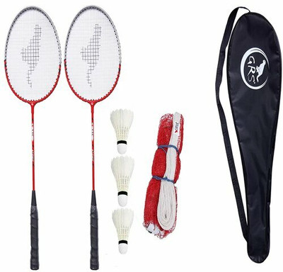 Rakso Badmintion racquets set 2 Pc WITH 3 SHUTTLE NET COVER COMBO Badminton Kit