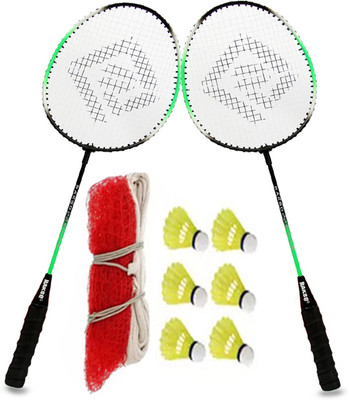 Rakso Badmintion RACKET set WITH Plastic_6 shuttle WITH NET Badminton Kit