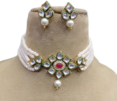 GEODE DELIGHT Alloy Gold-plated White Jewellery Set(Pack of 1)