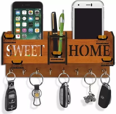 Vinyl Record Key Holder(7 Hooks, Brown)