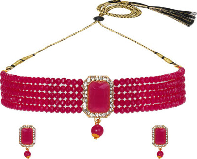 TWOLOVER Alloy Gold-plated Ruby Red, White Jewellery Set(Pack of 1)