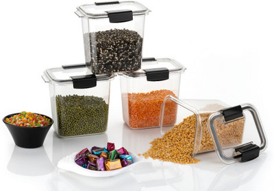 CORZONA Plastic Grocery Container  - 1100 ml(Pack of 4, Clear)