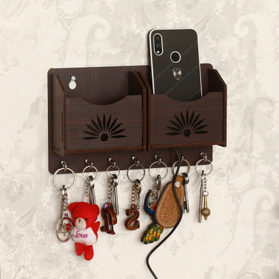 CAPIO ART 2 Mobile Stand WITH KEY HOLDER Wood Key Holder(7 Hooks, Brown)