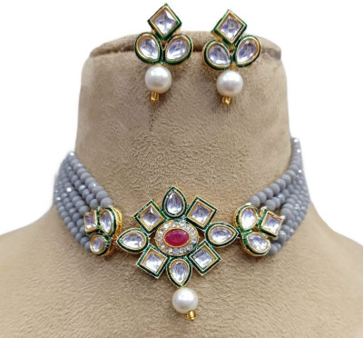 GEODE DELIGHT Alloy Gold-plated Grey Jewellery Set(Pack of 1)