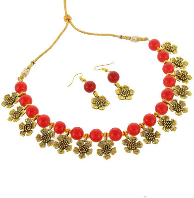 GEODE DELIGHT Alloy Gold-plated Red Jewellery Set(Pack of 1)