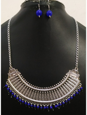 GEODE DELIGHT Alloy Silver Blue Jewellery Set(Pack of 1)