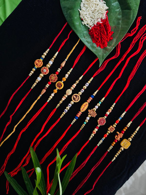 TCF Designer Rakhi Set for Brother Combo with Roli Chawal Mauli Thread Rakhi, Greeting Card, Chawal Roli Pack Set(1)