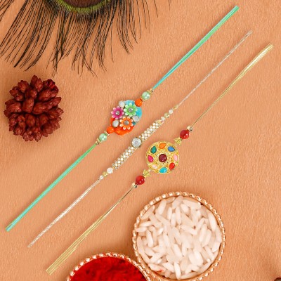 University Trendz Thread Uni_Rakhi_com(3)-1 Plastic (PVC) Rakhi  Set(3 Rakhi Combo)