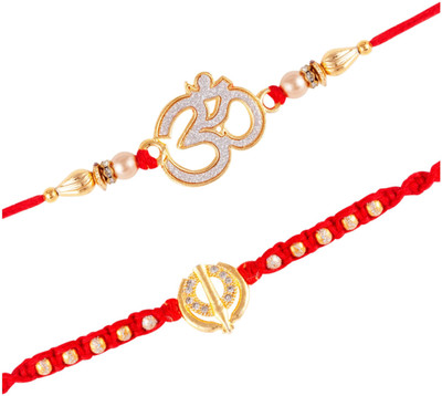 VIVASTRI Religious 1172-1170RKG Gold Finish Rakhi  Set(2 Rakhi Set)