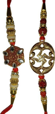 BHAVYA SALES Designer S489-N2 Assorted Rakhi  Set(2 Rakhi)