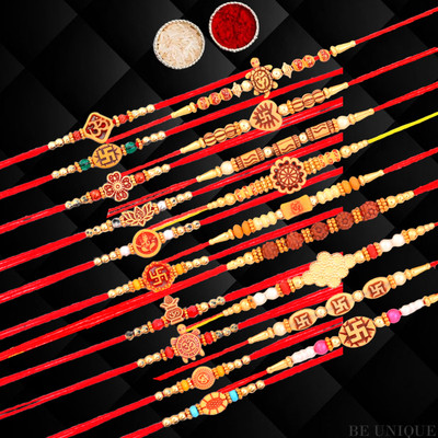 Designer Rakhi, Chawal Roli Pack(20 Designer Rakhi With 1 Chawal Roli Pack)