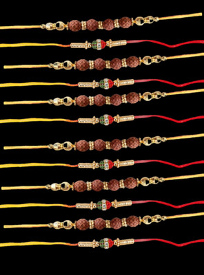 URBANELA Rudraksh Combo of 12 assorted Rakhi : z_12CRK-(6RK88-6 RUDRAKSH)_r Kundan Rakhi  Set(12 Designer Rakhi)