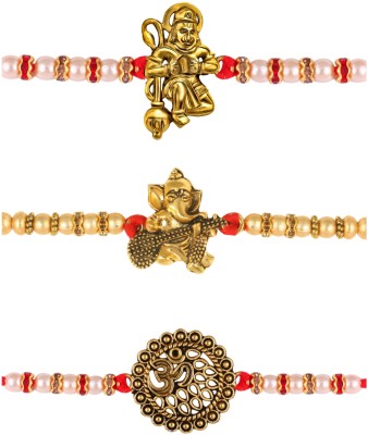 VIGHNAHARTA Religious 1156-1111-1145RKG Gold Finish Rakhi  Set(3 Rakhi)