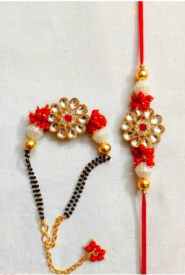 UNNATI JEWEL Bhaiya Bhabhi LMN7 Kundan Bracelet, Rakhi  Set(2 Rakhi)