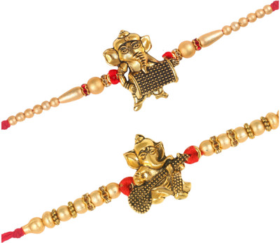VIVASTRI Religious 1110-1111RKG Gold Finish Rakhi  Set(2 Rakhi Set)