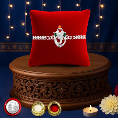 Bracelet Bracelet, Greeting Card, Chawal Roli Pack(Rakhi set of 1, Roli&Chaval, Greeting Card, Coin)