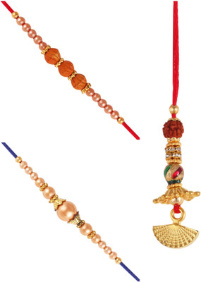 VIVASTRI Lumba 1223-1227-1230RKG Gold Finish Lumba  Set(3 Rakhi Set)
